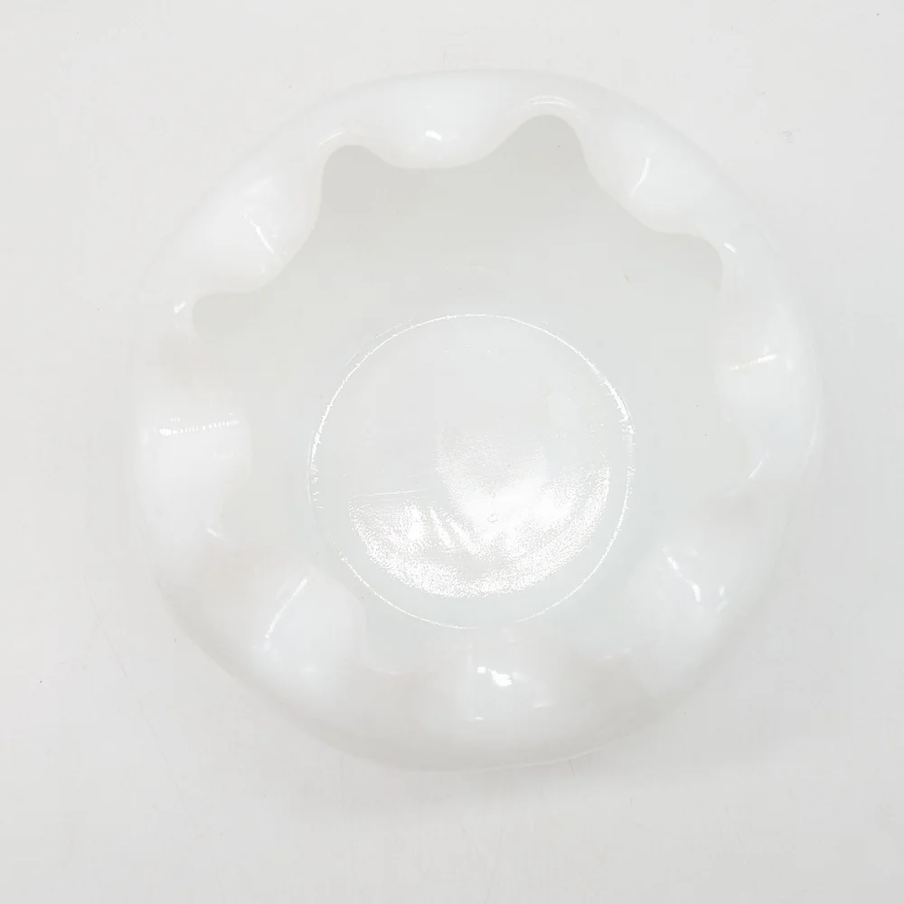 Vintage Pinch Ruffle Scalloped Edge White Milk Glass Vase